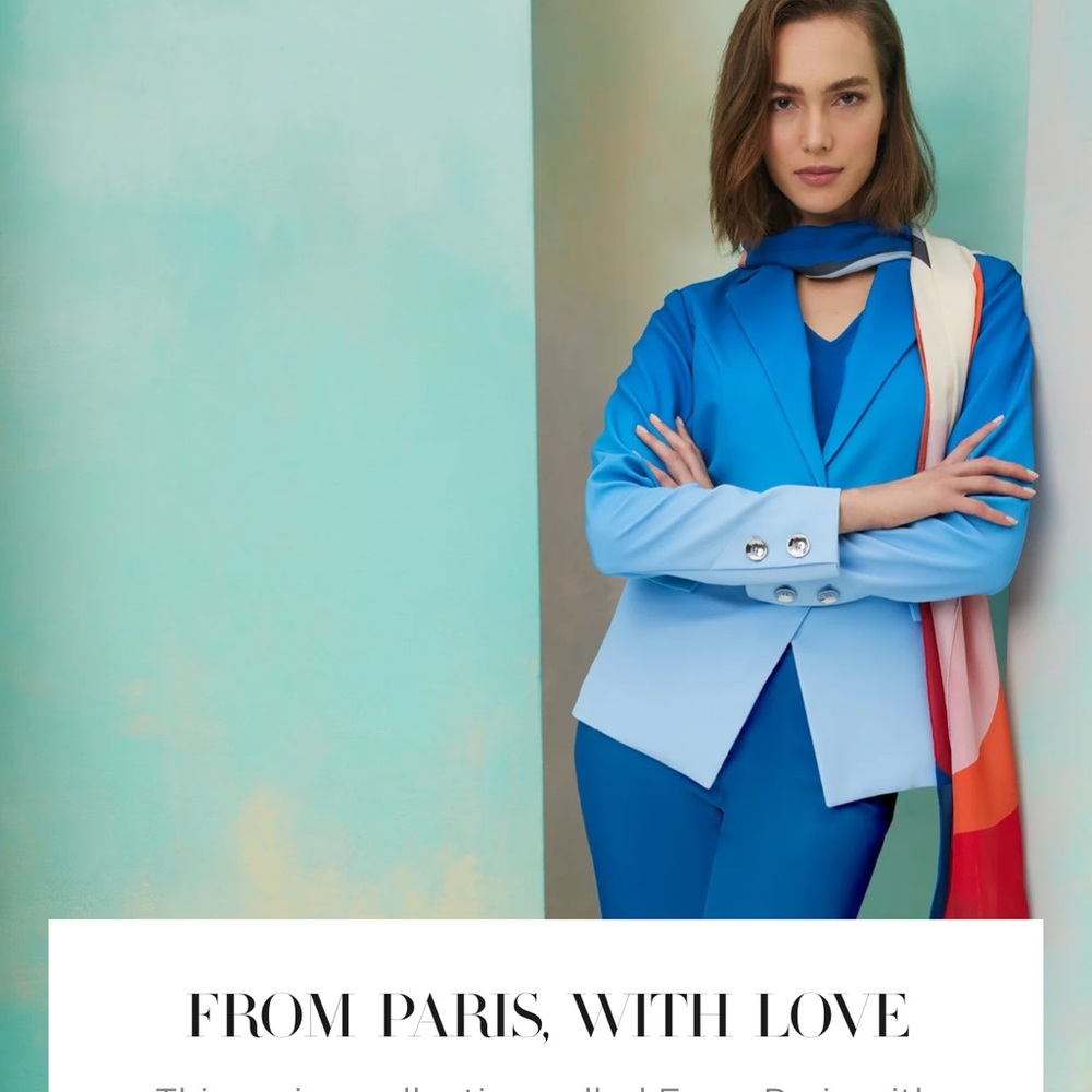 NWT LAST SIZE 10 Carlisle Bazaar Italian Double-Weave Ombré Blue Jacket Blazer